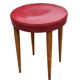 Baumann Low Stool Varnished Beech and Red Faux Leather