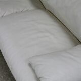 Maralunga sofa by Vico Magistretti, Cassina, white leather, Italy, circa 1970