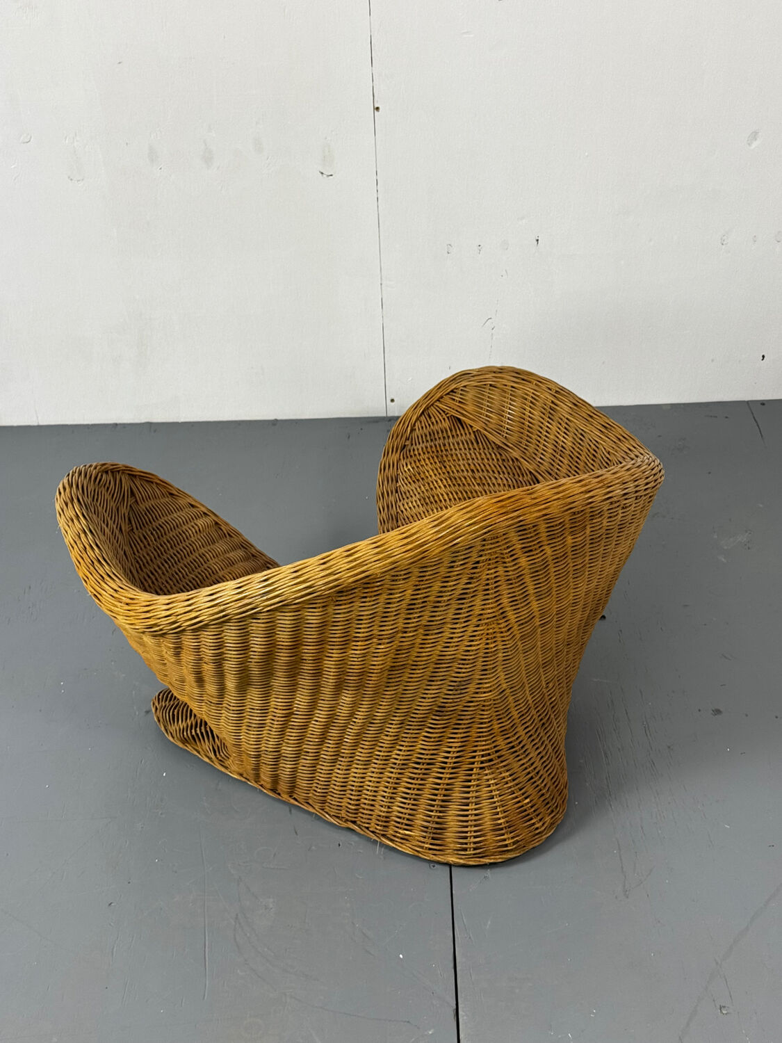 Vintage Shaped Wicker and bamboo Meditation Lotus Chair, 1970s