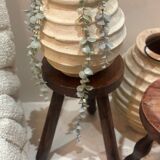 Vintage brutalist tripod stool compass legs - wood