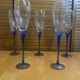 Set of 5 Champagne Flutes BORMIOLI ROCCO Moulded Glass + Vintage Blue Stem