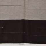 Tapis Kilim Moderne, Fait Main, Noir & Gris, Style Contemporain, 225x320 Cm