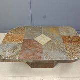 Brutalist slate stone coffee table, 1980s
