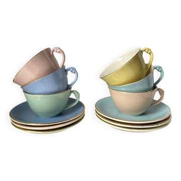 Mugs Moulin des Loups pastel colour 1960s