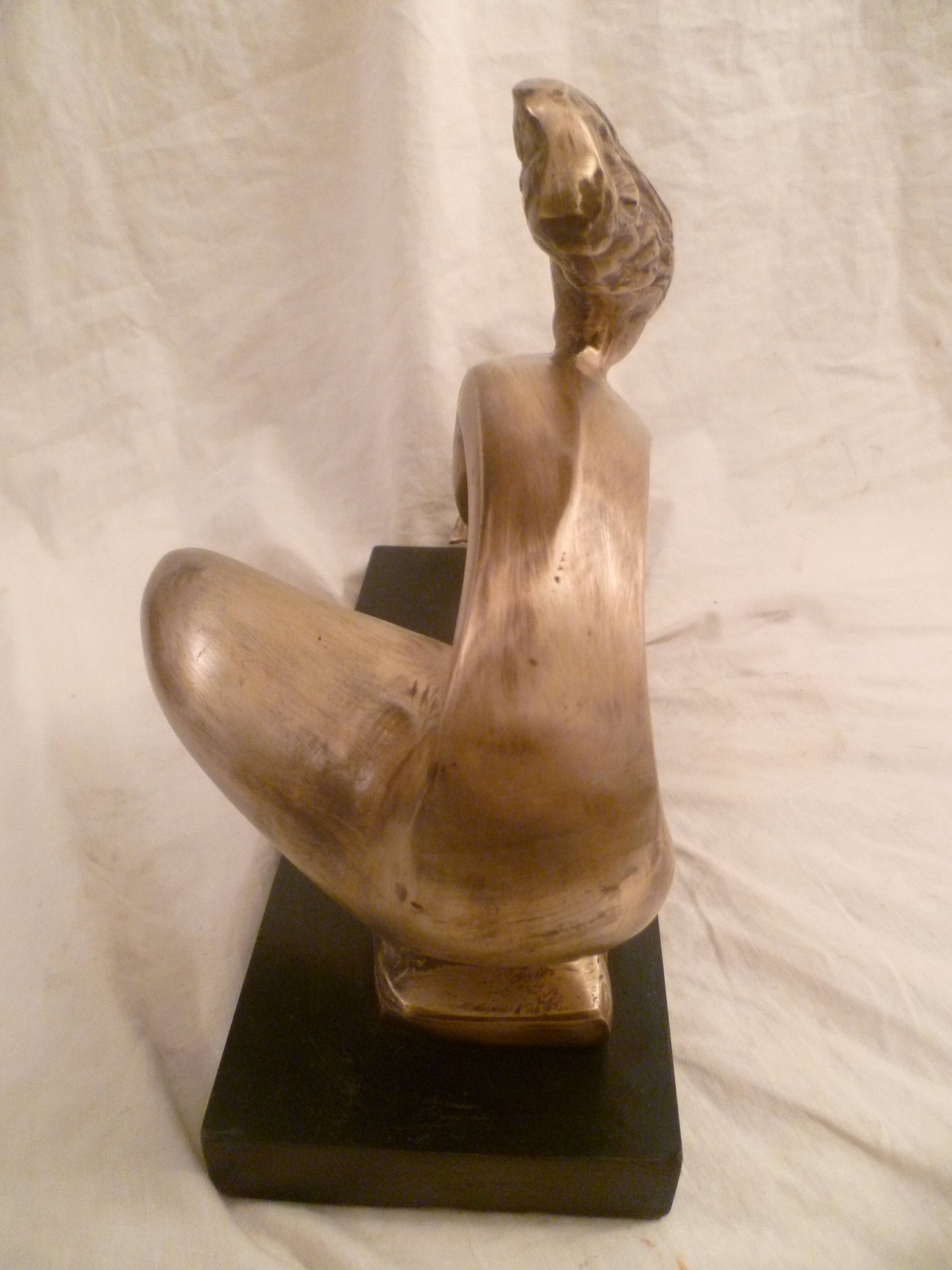 Abstract Bronze Sculpture Mid 20th Century Modernist/WOMAN WITH DOVE