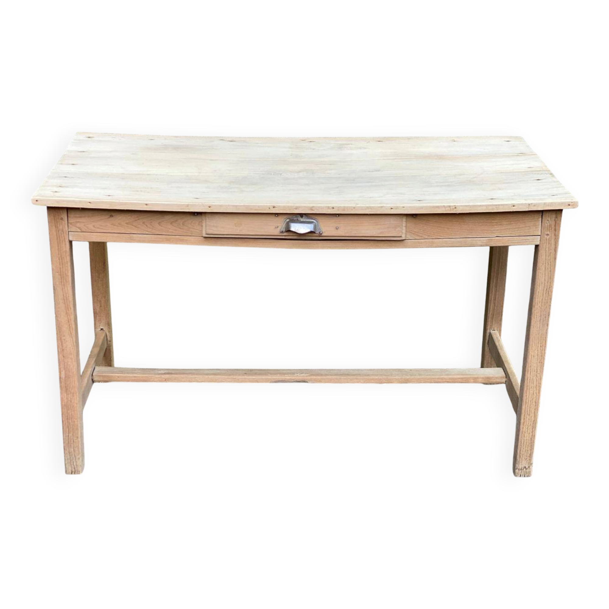 Parisian desk from the 1940s stripped to raw solid wood, 120cm.