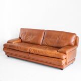 Vintage three-seater leather sofa. Edition by Roche Bobois. France, 70s-80s