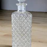 Square Whisky Carafe with Diamond Point Decoration in Moulded-Cut Glass