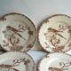 6 GIEN's Maroon Bird Dessert Plates, Provençal style with Hirondelle