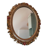 Miroir sculpté en bois et feuille d'or polychrome