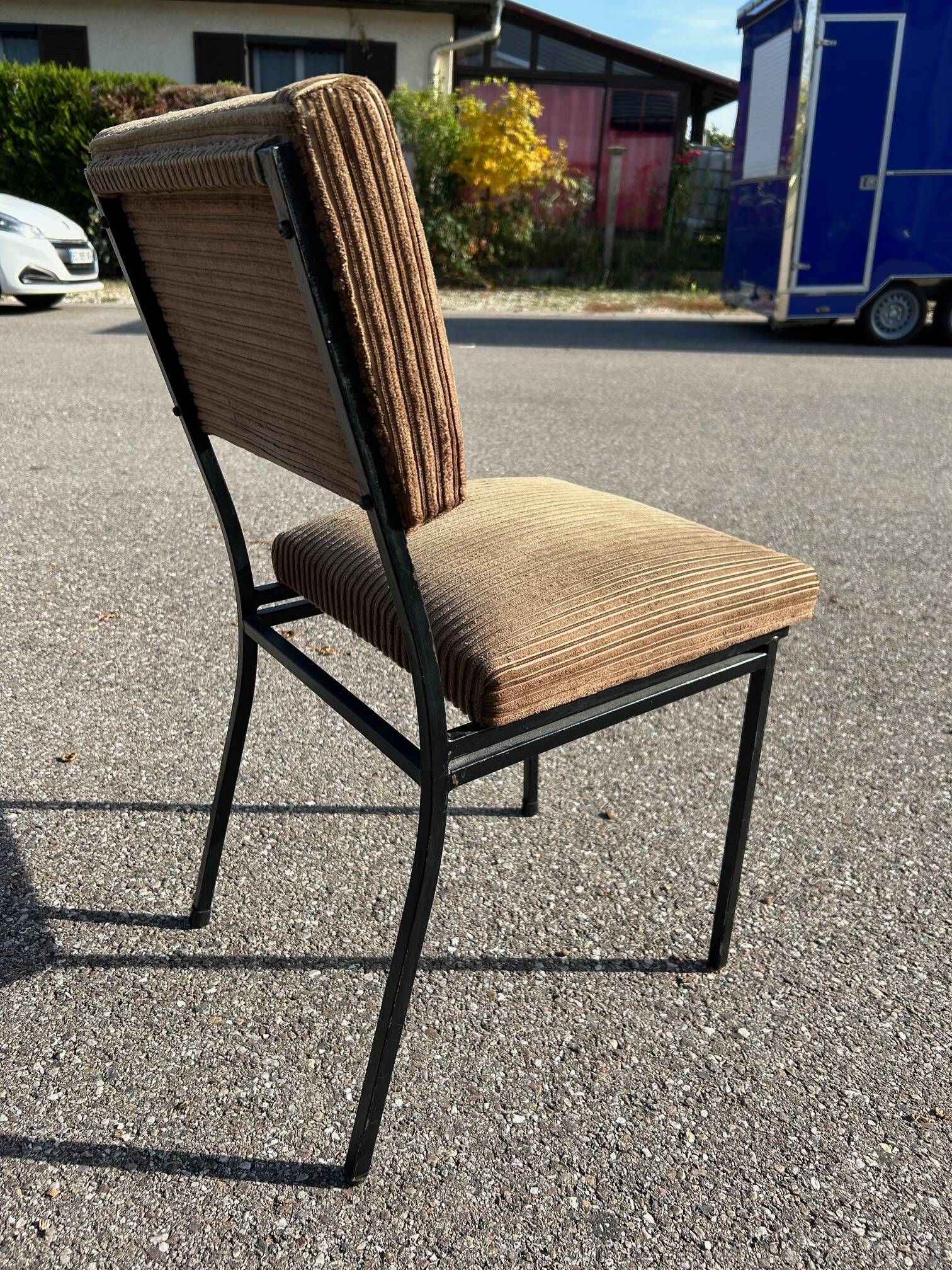 Vintage metal and velvet chair 1950