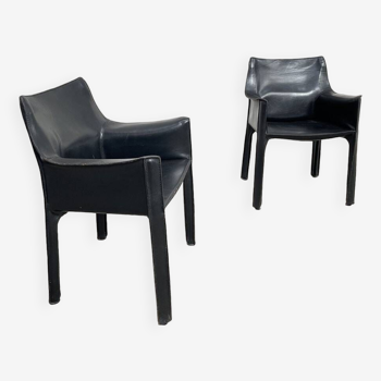 Cassina CAB 413 leather armchairs