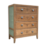 Art deco chest of drawers raw wood and khaki