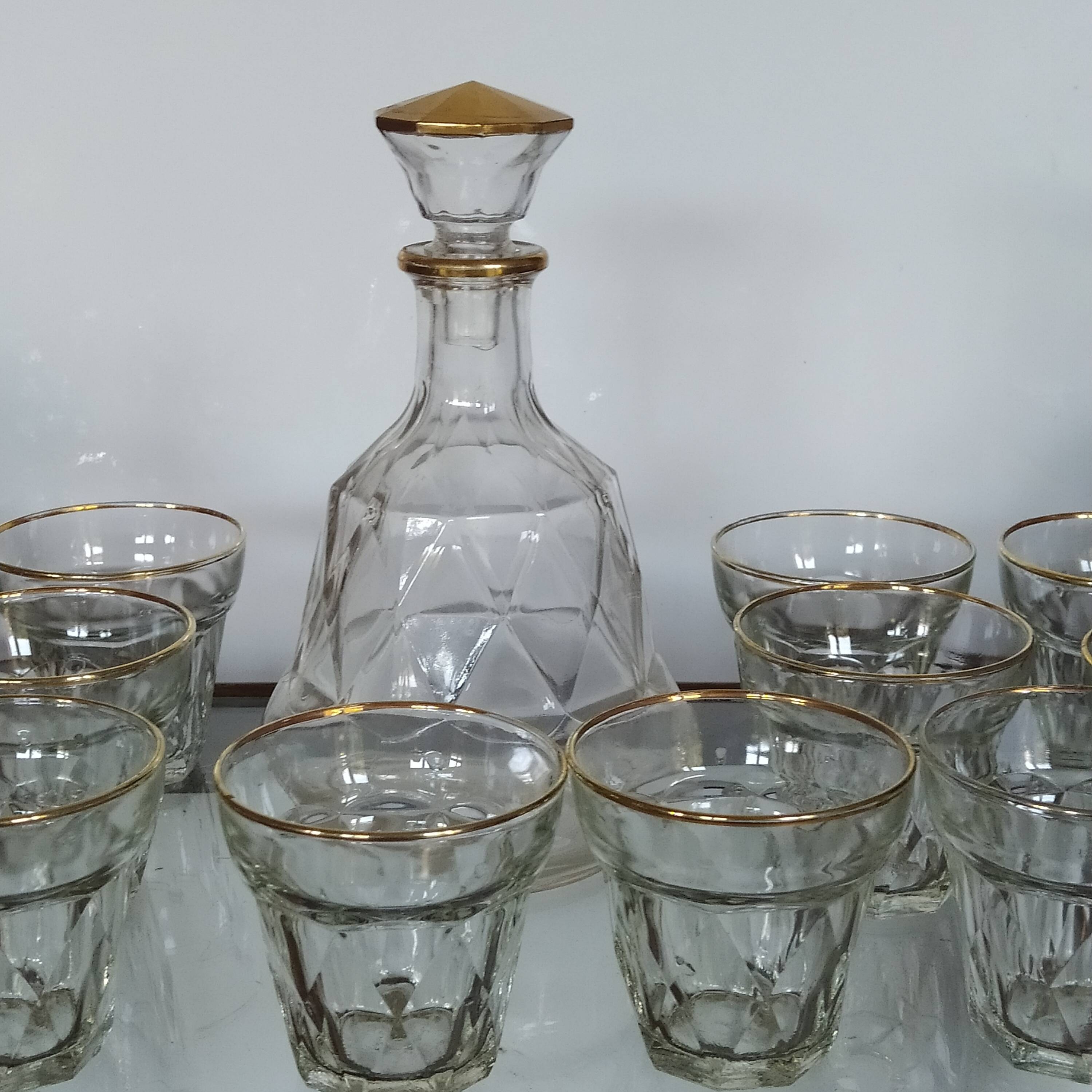 Bvb france regd 1950 glass wine glass and carafe set.