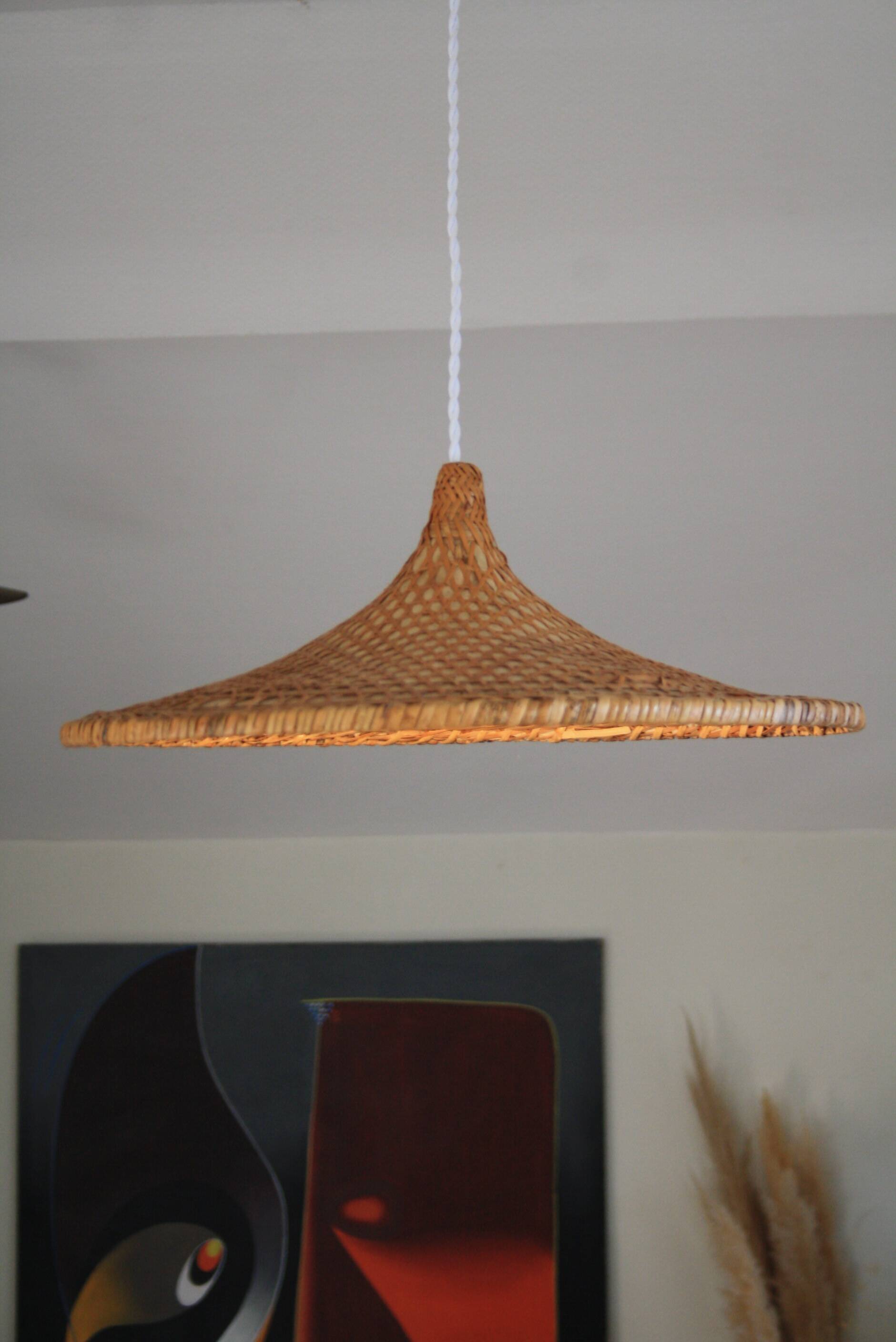 Chinese paper and rattan hat suspension