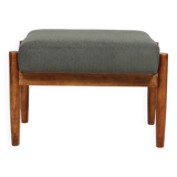 Footrest in vintage style, wooden pouffe, corduroy fabric , Graphite upholstery