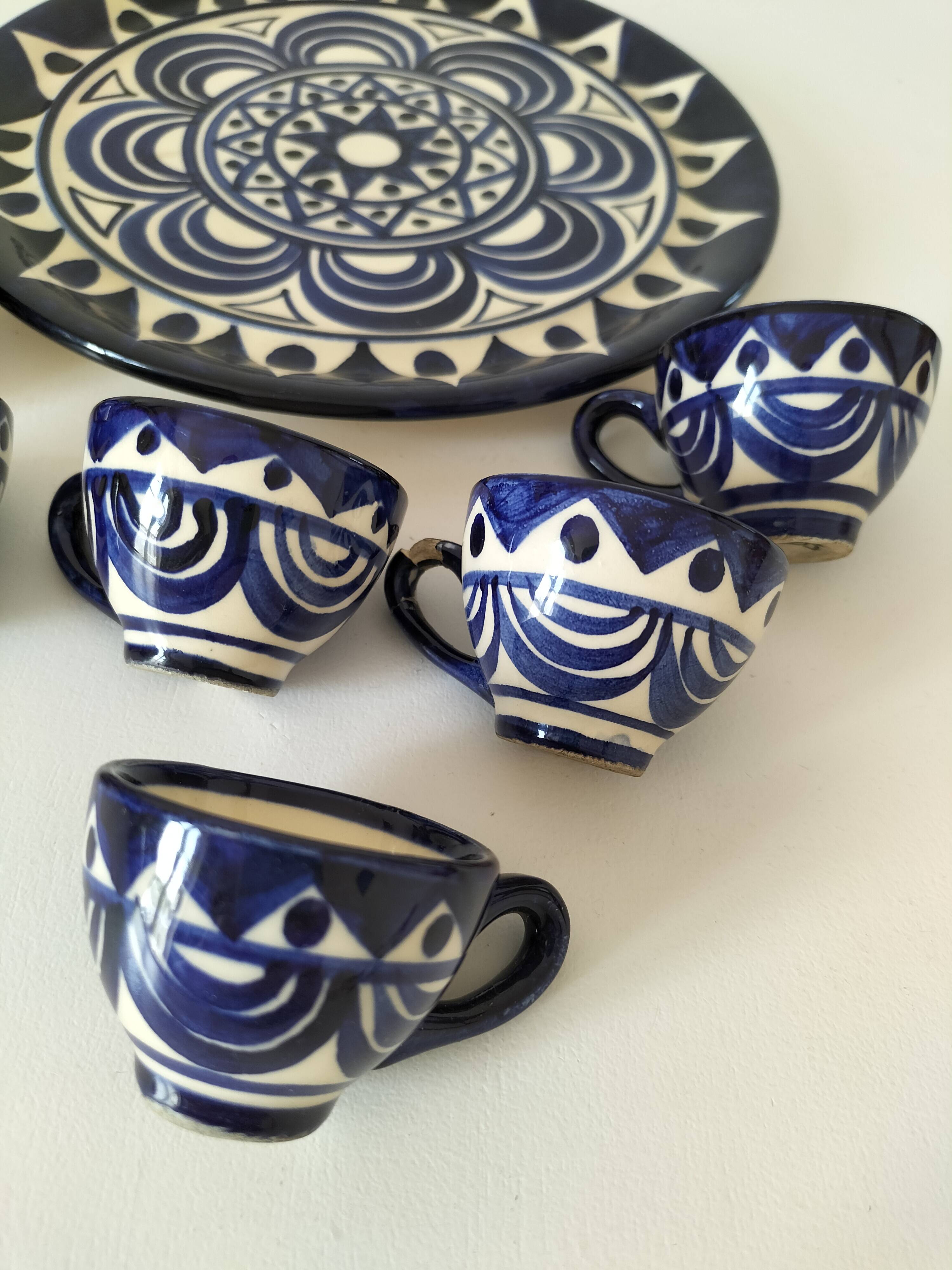 Tray and 6 vintage mini cups – St Jean de Bretagne – Model 1003