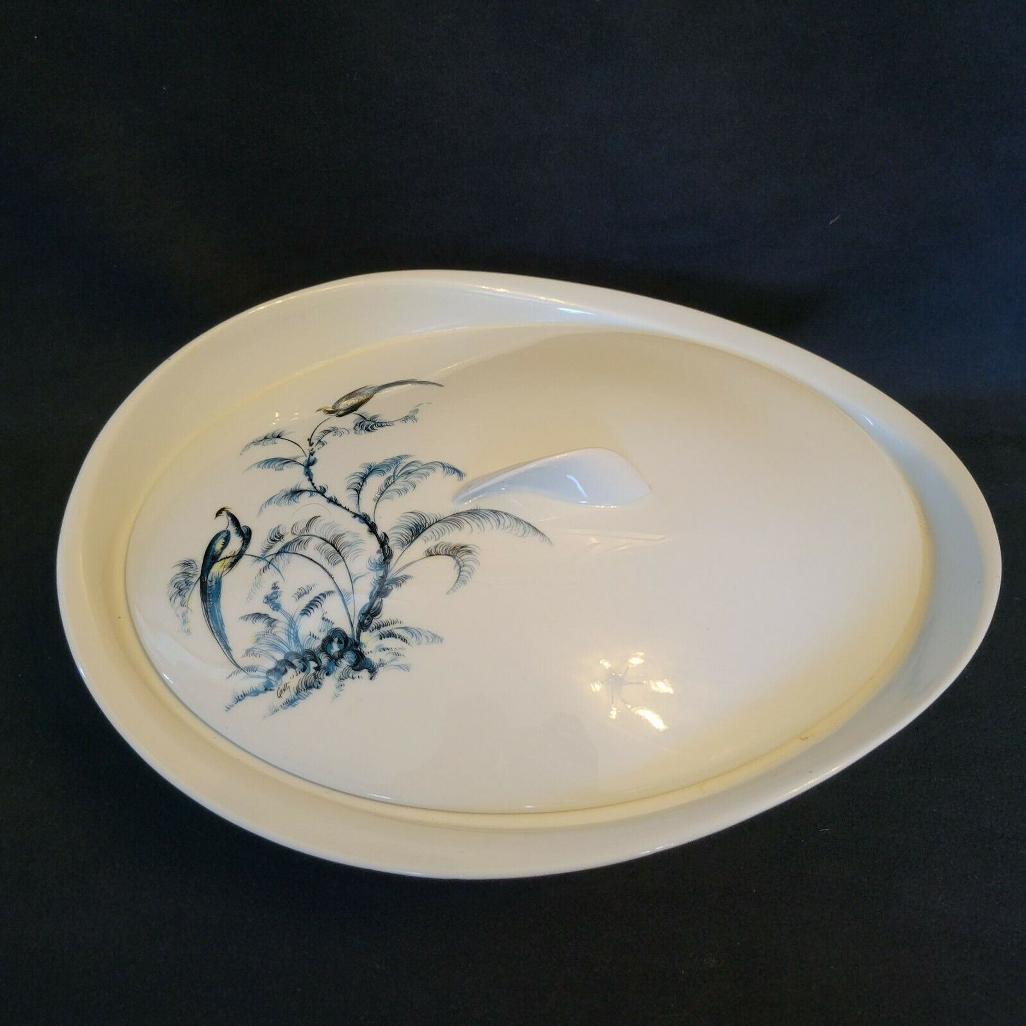 Vegetable soup kitchen Alfred Lanternier & Co Limoges blue peacock décor