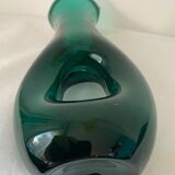 Vase vert en verre à creux hauteur 29 cm