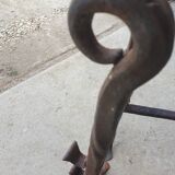 Large pair of twisted andirons with buckle - 19th century