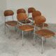 Set of 8 industrial style school chairs, Czechoslovakia 1950