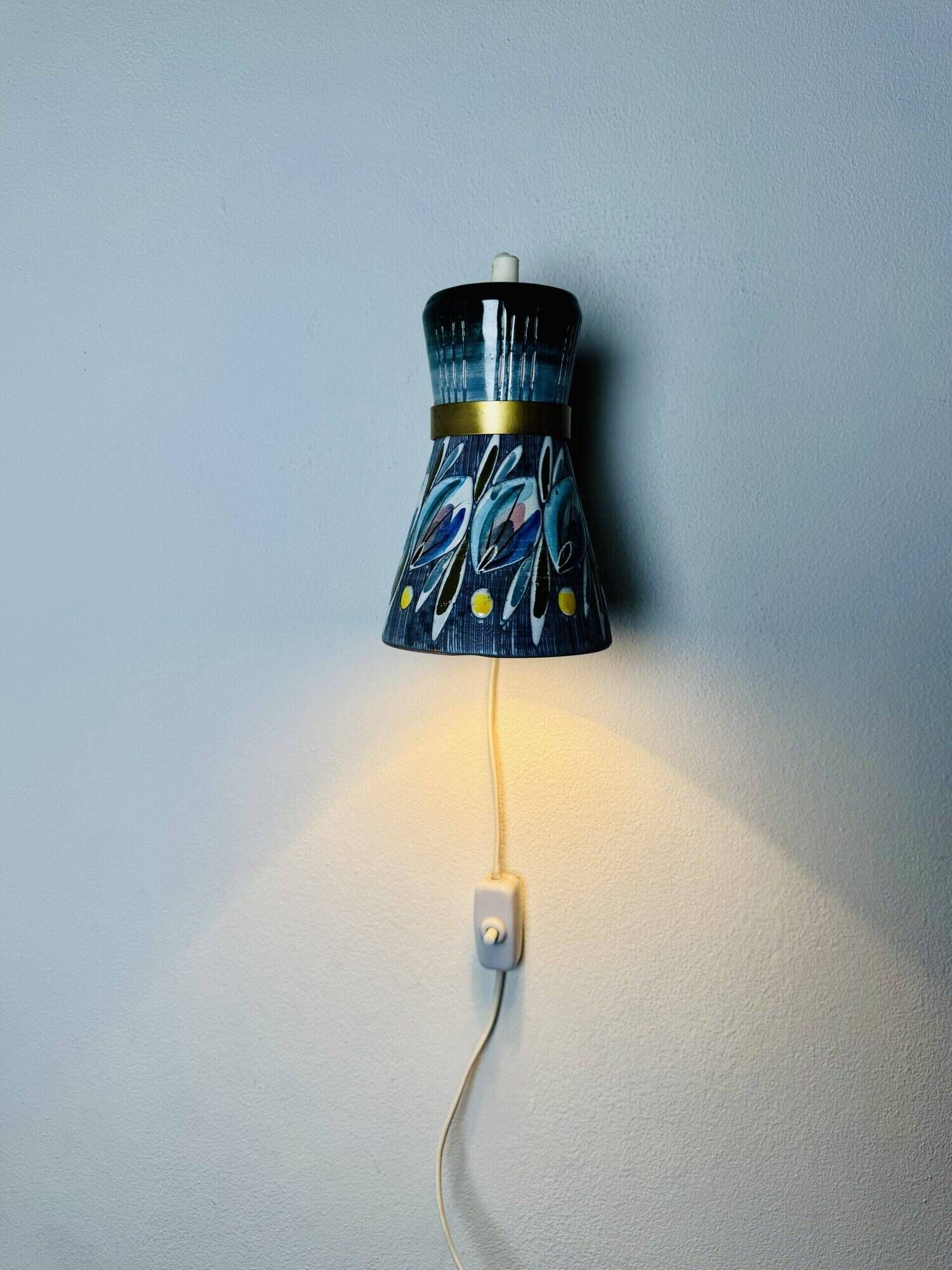 Decorative Sgraffito Ceramic Wall Lamp By Tilgmans Keramik, Sweden 1960S