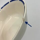 Two vintage cups in white earthenware, blue ledé 1950