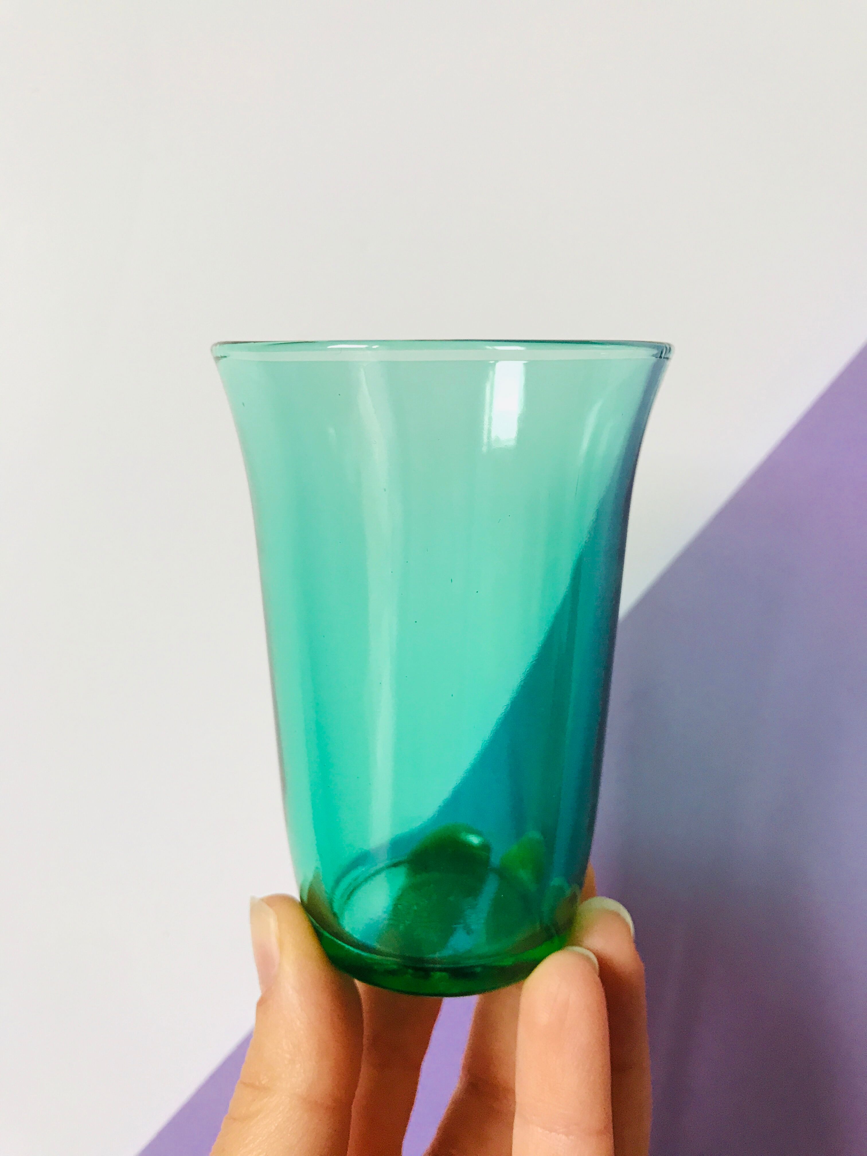 Batch of 8 verres to eau turquoise vintage retro