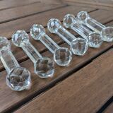 Ensemble de 6 anciens porte-couteaux en verre ou cristal à pointes de diamant