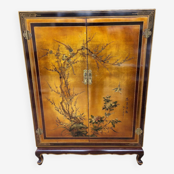 Chinese lacquered TV cabinet L 1m H 1.34m D 0.50m