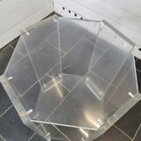 Octagonal side table in transparent plexiglass from the 70s