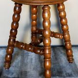 Vintage turned solid wooden stool