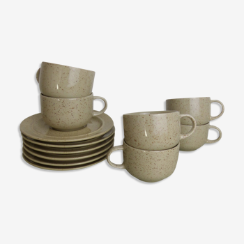 Set of 6 cups in speckled sandstone