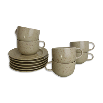 Set of 6 cups in speckled sandstone