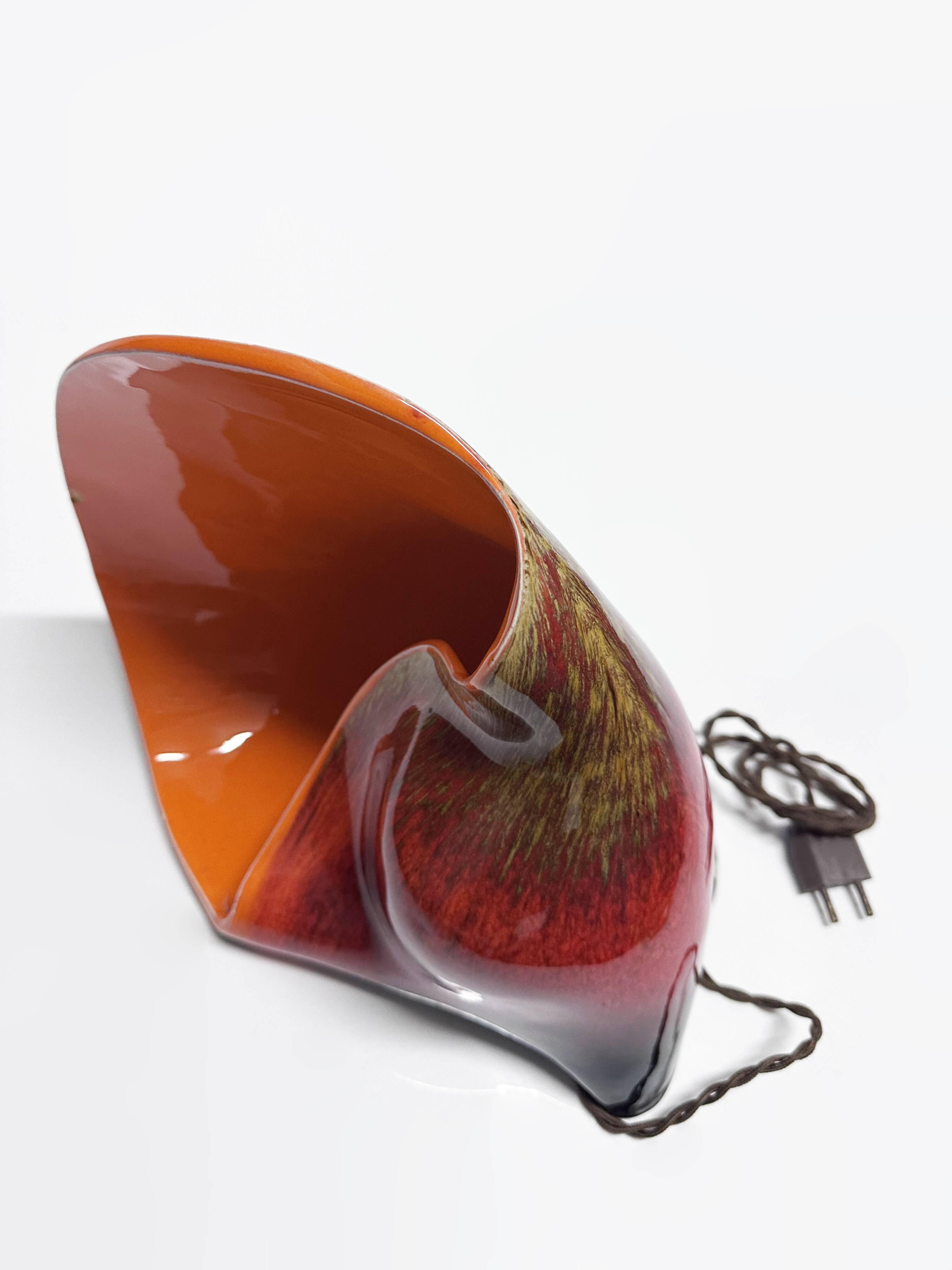 Shell lamp Vallauris in ceramic. France, 1970s.