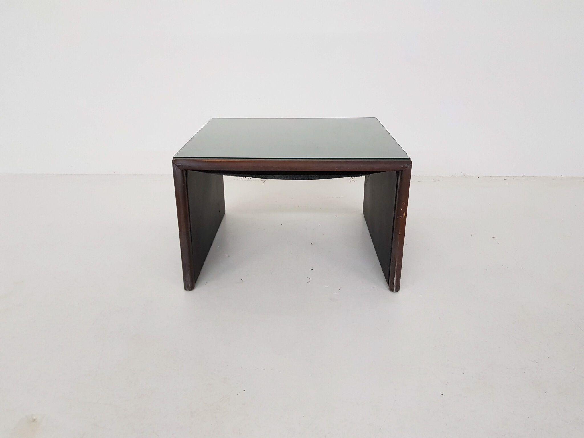 Wood , leather and glass coffee table by Walter Knoll , Germany 1970’s