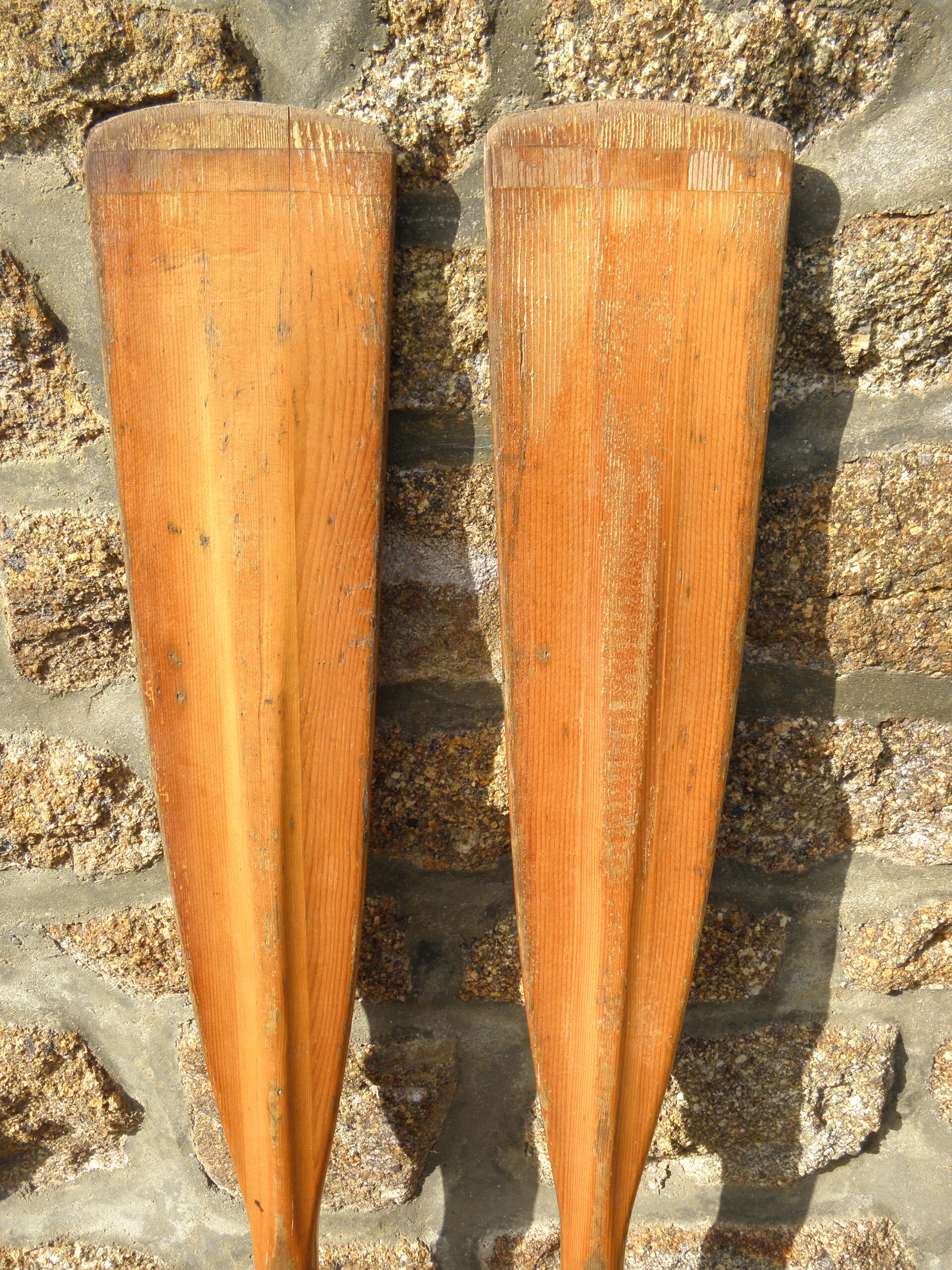 Pair of old wooden oars 153 cm