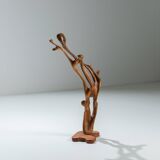 Handmade floorsculpture in burl wood