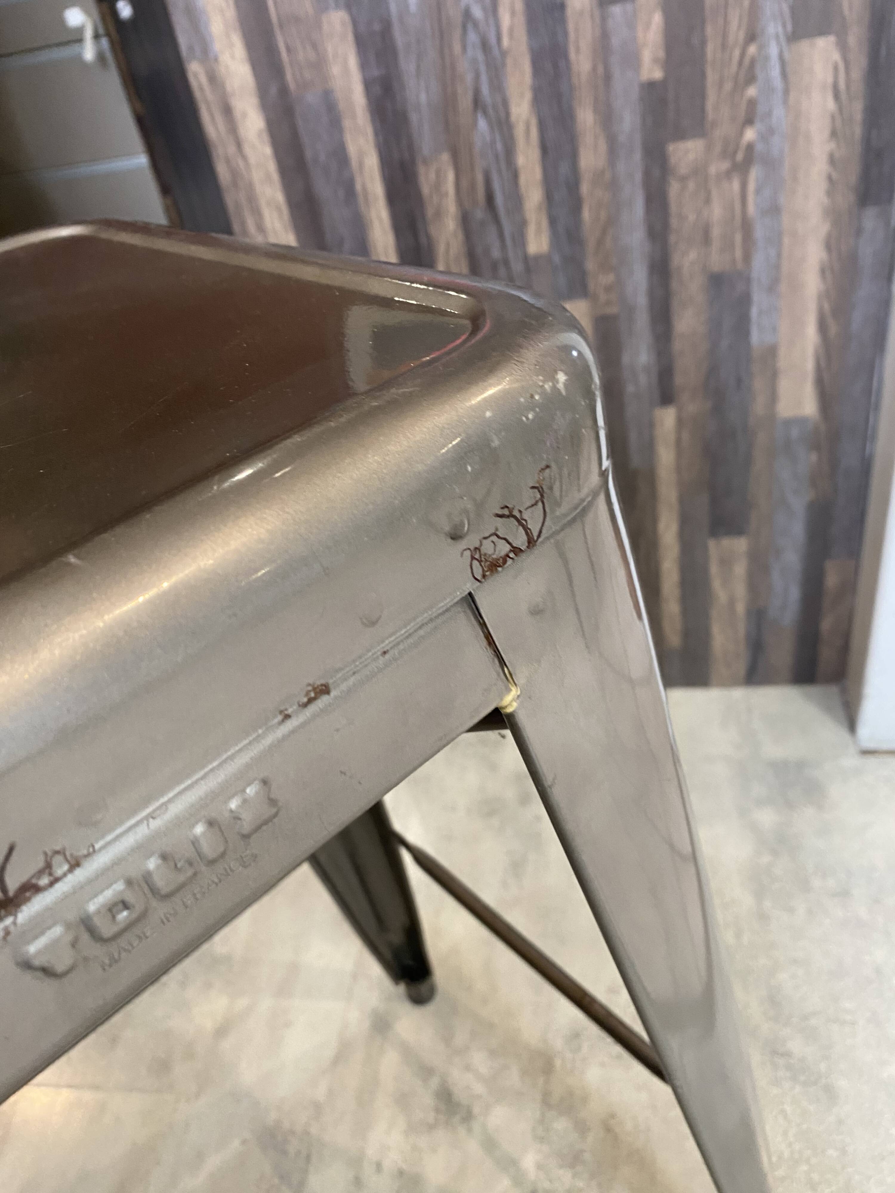 Genuine TOLIX H75 industrial high bar stool, stackable, varnished metal.