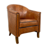 Vintage sheep leather club chair cognac