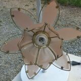 Pair of 70s floor lamps in lacquered metal flowers in glass and gilded metal