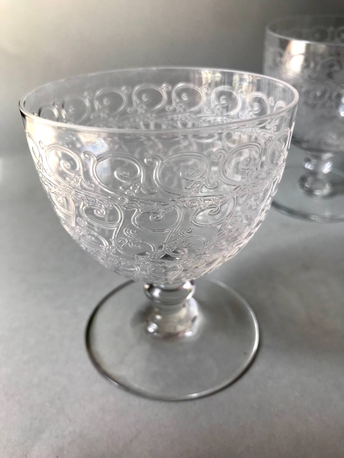 Acid-etched Baccarat glasses
