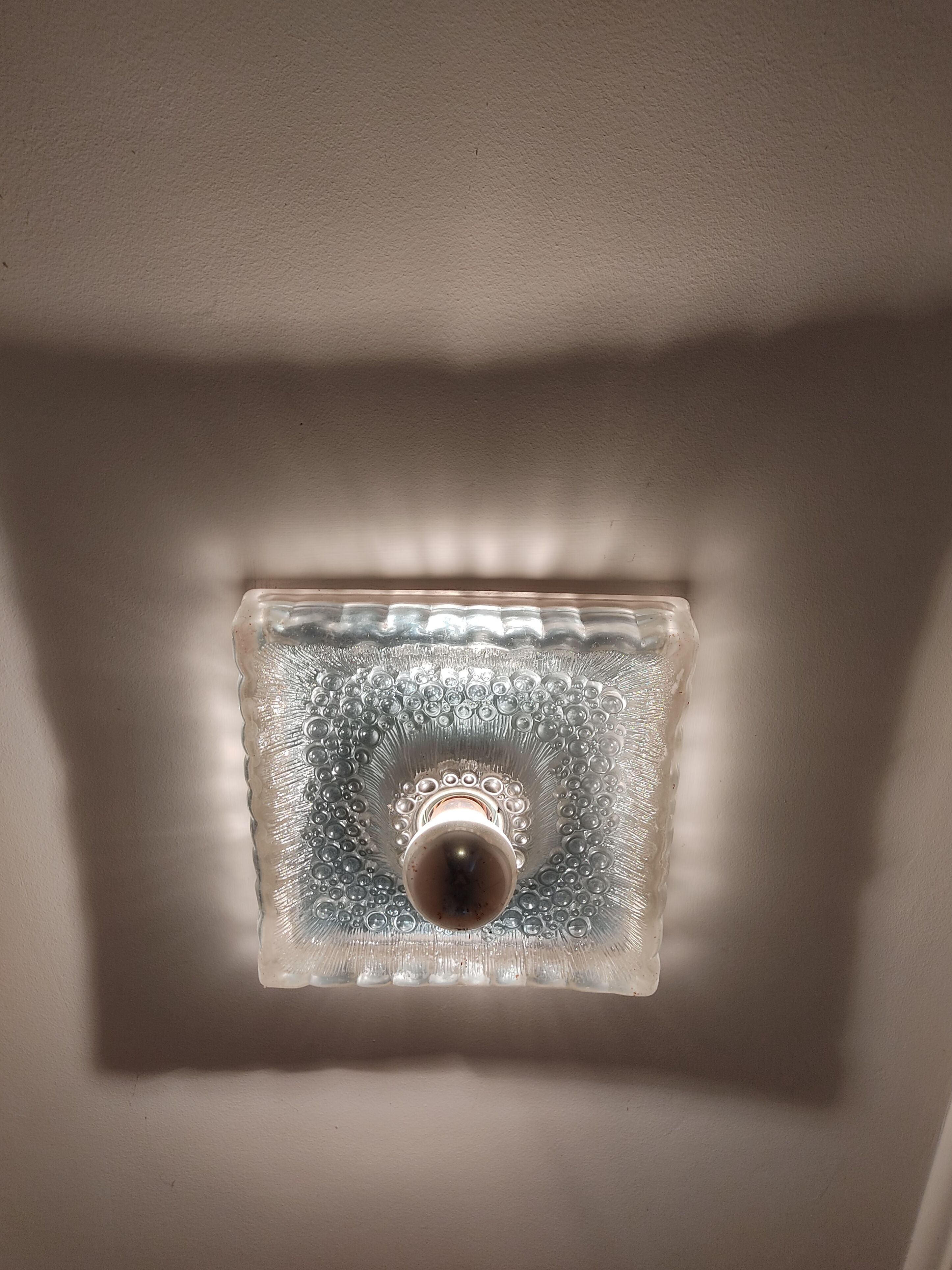 Vintage Hustadt Leuchten glass ceiling light