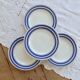4 dessert plates in white porcelain with blue borders – Bistro style