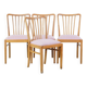 Set of four dining chairs from the 1970s with fabric seat and wooden frame