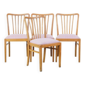 Set of four dining chairs from the 1970s with fabric seat and wooden frame