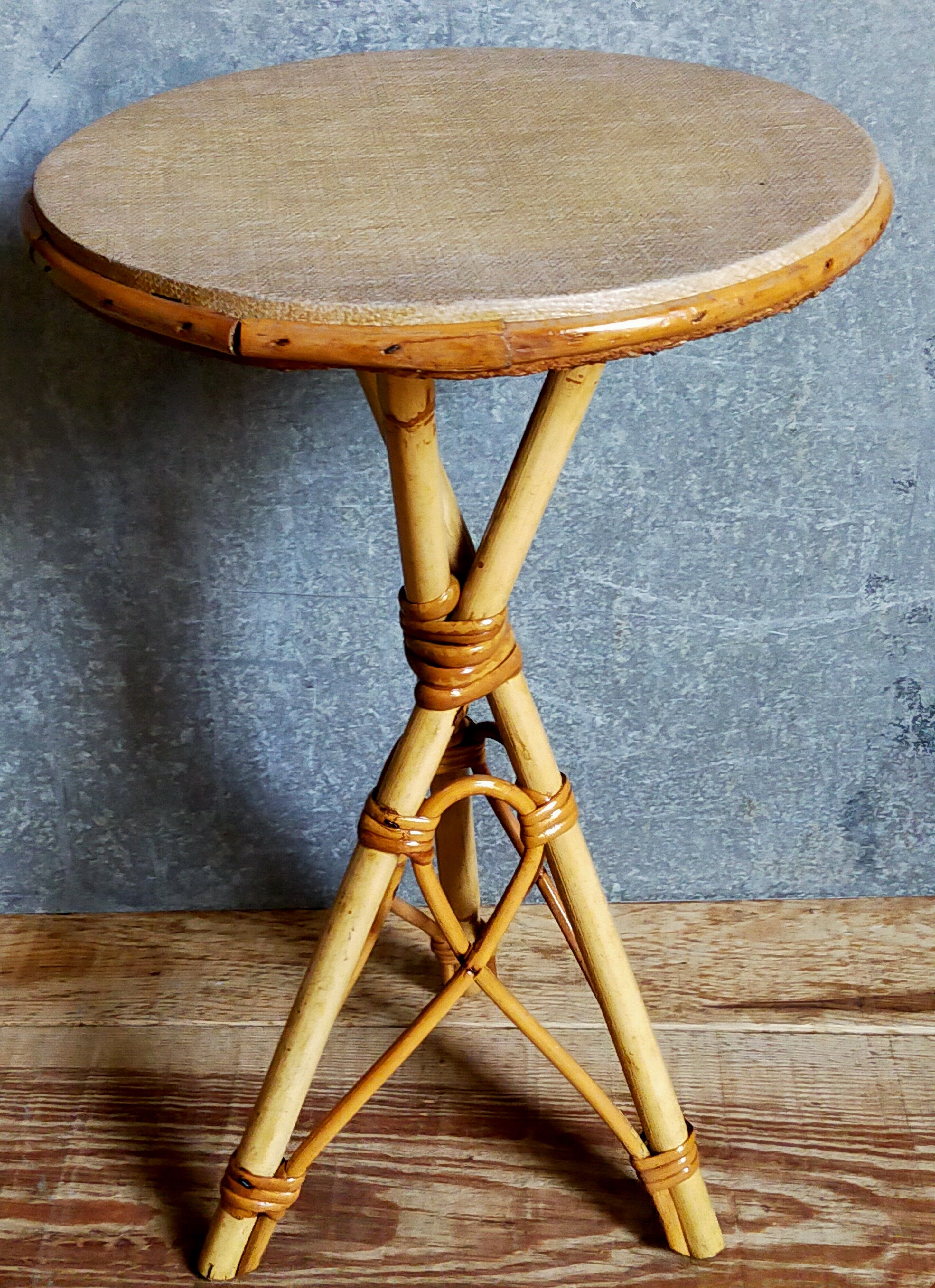 Rattan tripod plant holder harness 50s