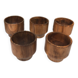 Five olive wood egg cups