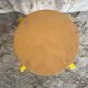 Vintage Industrial Stool Yellow Metal Tube + Wooden Seat