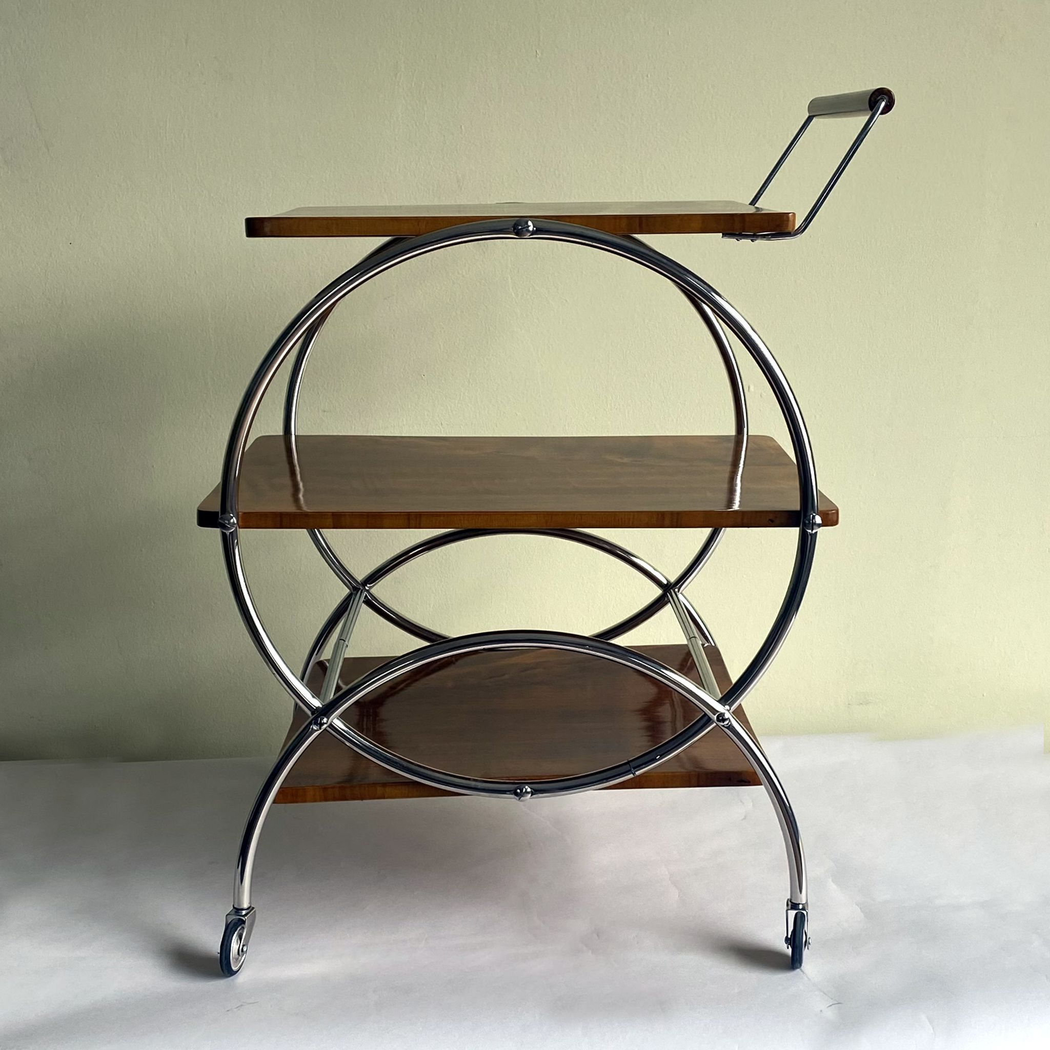 Art deco rolling bar cart, hungary 1930s